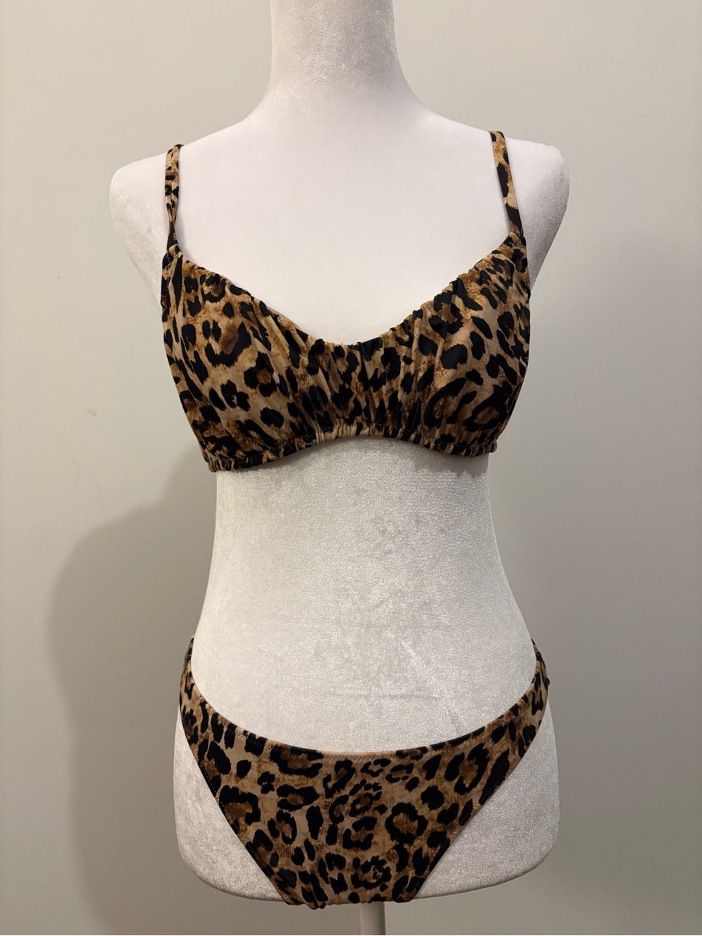 Y2K Padded Animal Print Leopard Bikini Set Full Coverage Bottoms Cheetah